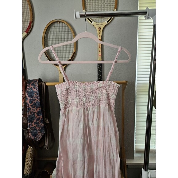 Solid & Striped The Willow Linen-Blend Midi Dress Women's Small Checker Sundress - Picture 4 of 9